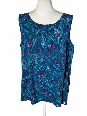 Talbots peacock print tank top Sz Medium